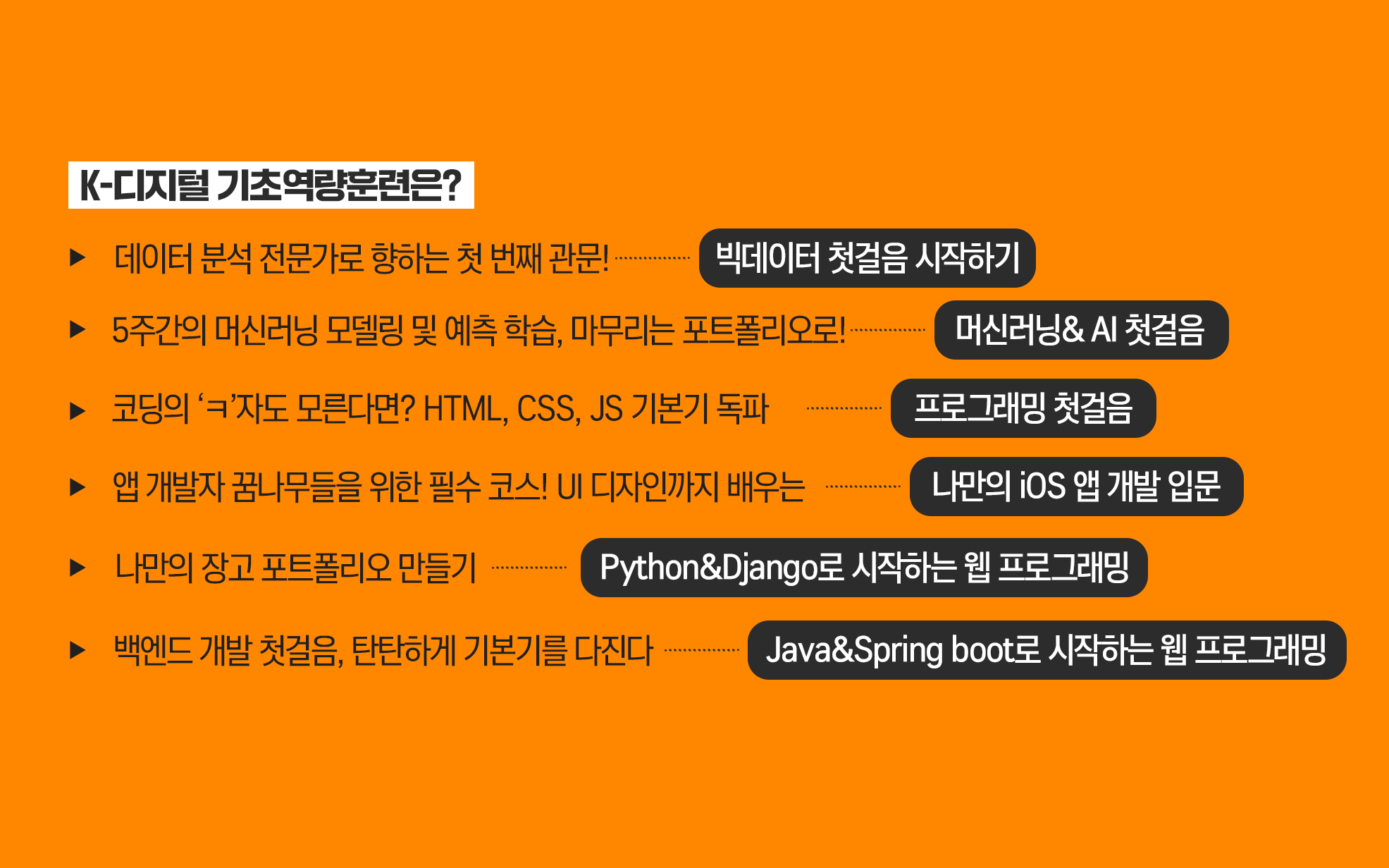 국비무료교육 과정 종류