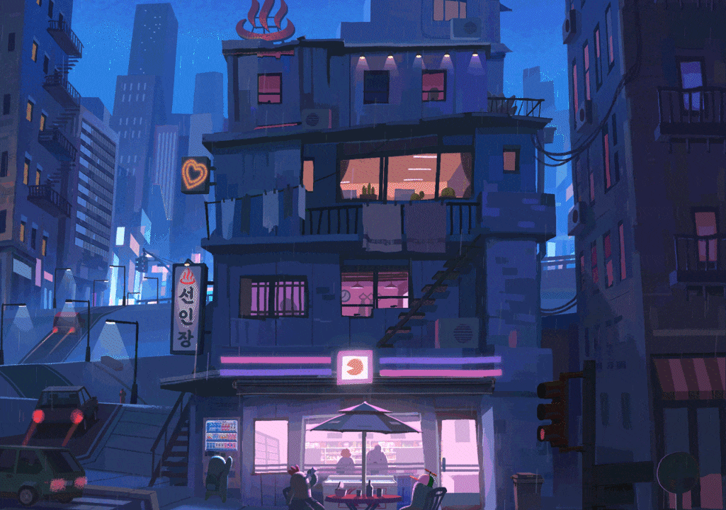 Coloso Jay Kim シルエットと色を中心に描く可愛い背景イラスト