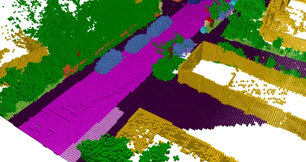 ImageSlide<b>3D Segmentation</b><br>
<span style="font-size:14px; color: #cccccc;">
3차원 공간에서의 Point 데이터를 입력으로 받아
Point 주변 정보를 분석하여 Point의 의미를
구분하는 방법을 학습합니다.
</span>