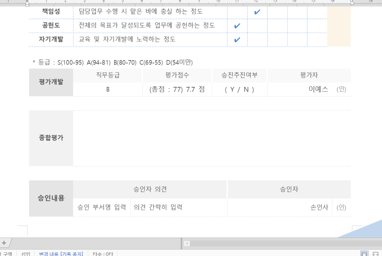 ImageSlide업무 평가표