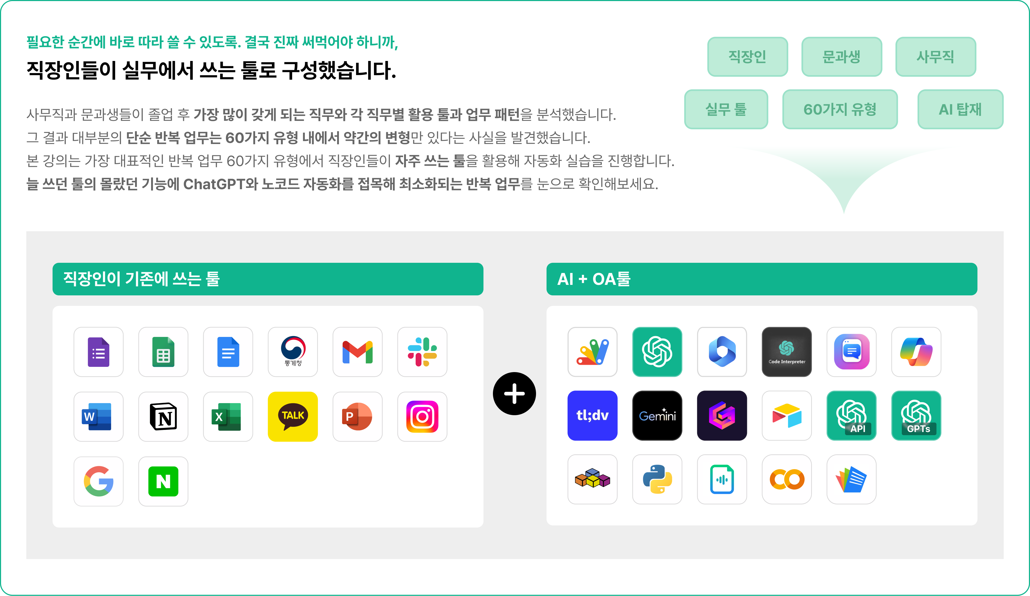 AI,업무자동화,파이썬,업무툴,자동화강의,ChatGPT강의,반복업무,업무자동화,야근해결,노코드툴,ChatGPT문서작업,ChatGPT보고서