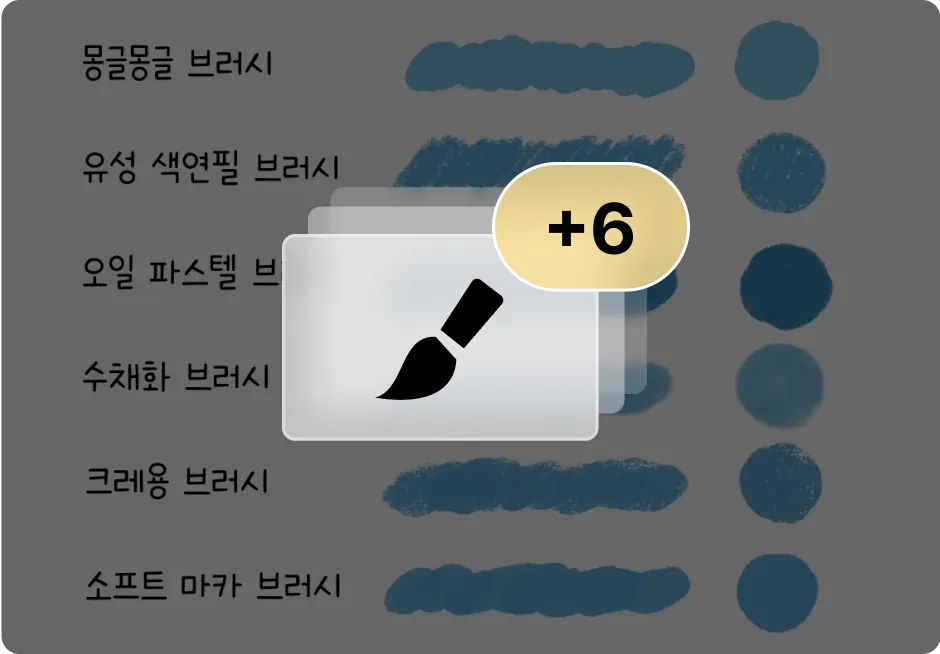 ImageSlide<b>디테일한 텍스처 표현이 가능한<br> 브러시 6종</b>