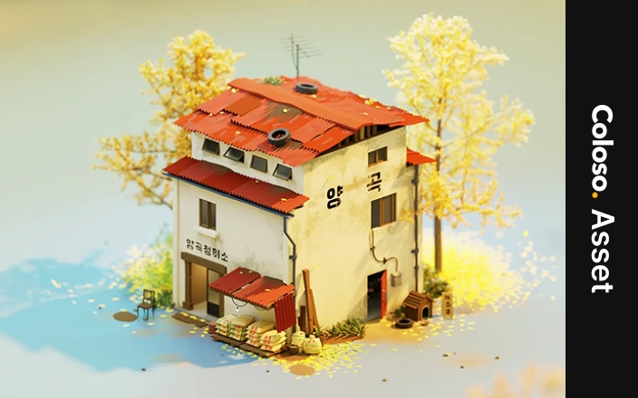 Set de ilustraciones de molino de arroz de estilo rural