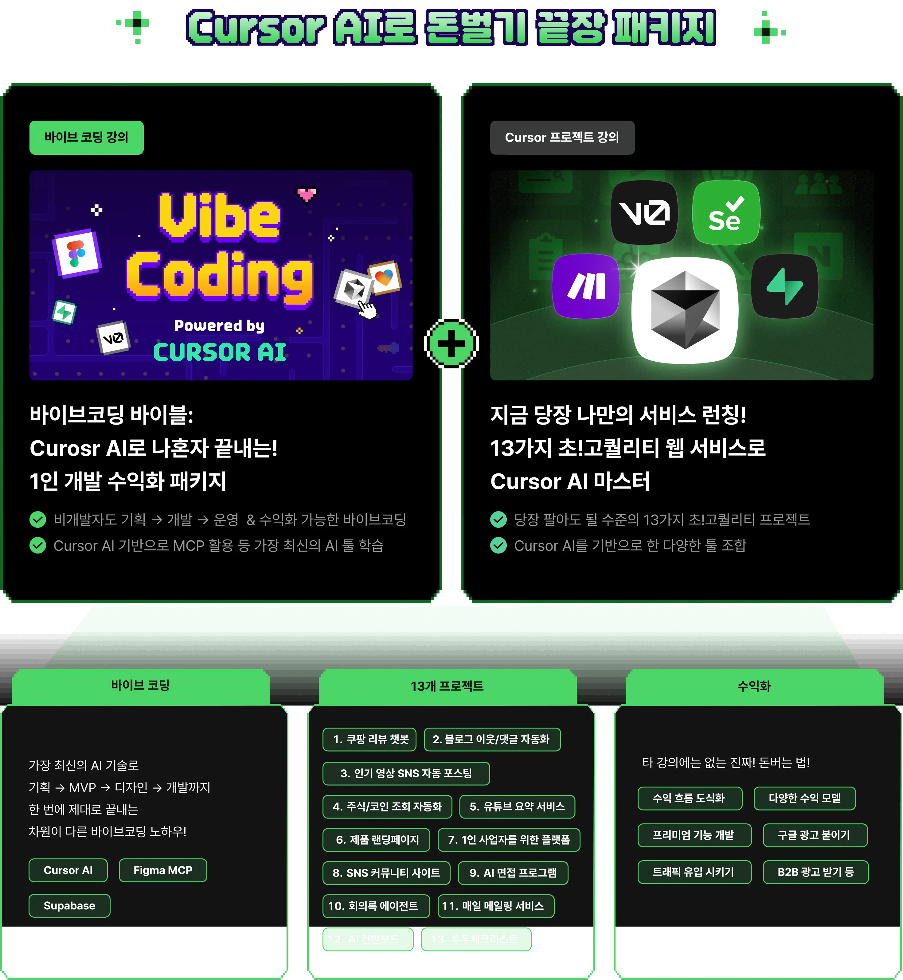 바이브코딩 바이블 : Cursor AI로 나 혼자 끝내는! 1인 개발 수익화 패키지 | 패스트캠퍼스