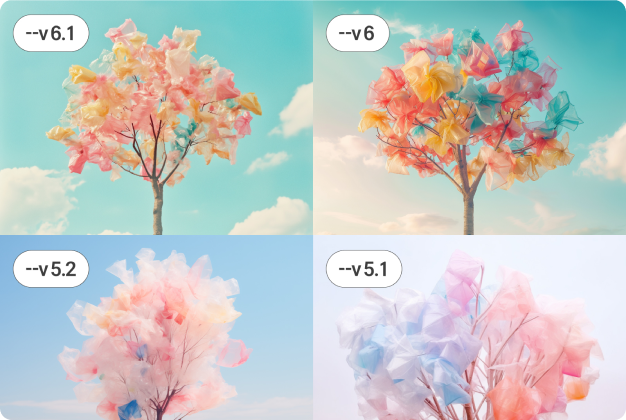 ImageSlide<b>STEP 2. </b><br>  미드저니의 다양한 버전을 테스트하며 톤앤무드 구상