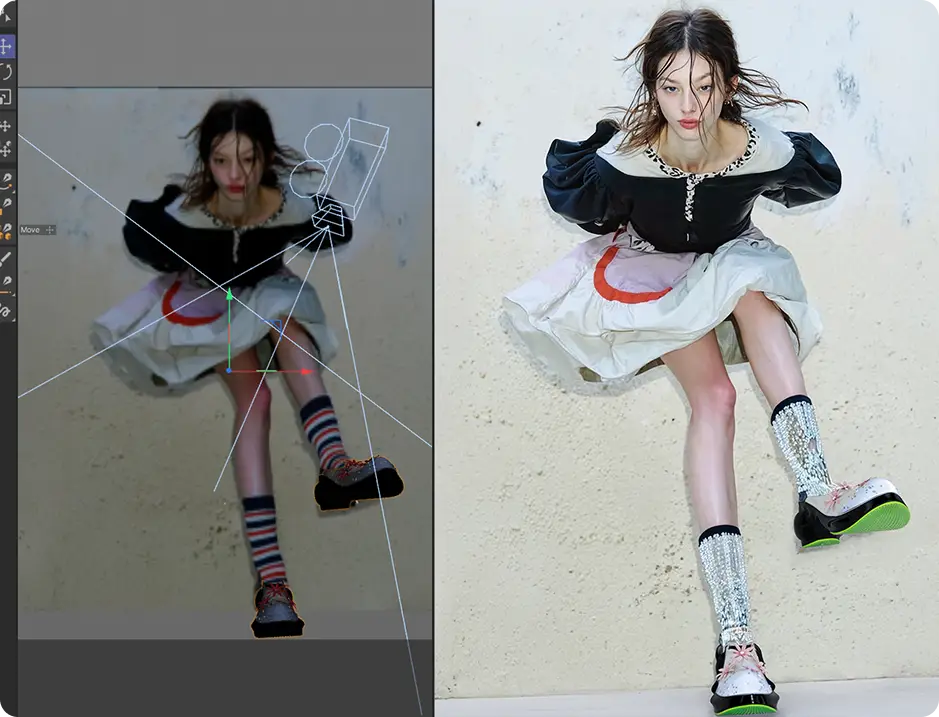 ImageSlide<span style="color:#C8FFB9;"> <b>STEP 5. </span> <span style="color:#fff;"> AI 모델 이미지에 3D 제품 합성</b></span>
