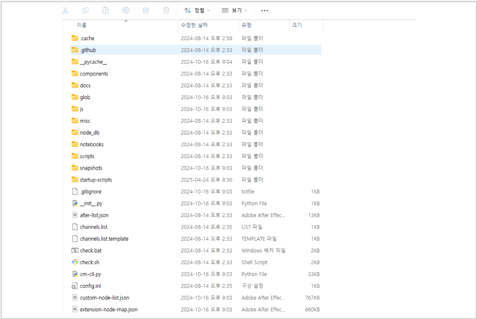 ImageSlide<div style="text-align:center;">
[2] 압축 해제 후 → ComfyUI/<br>custom_nodes 폴더에 복사</div>