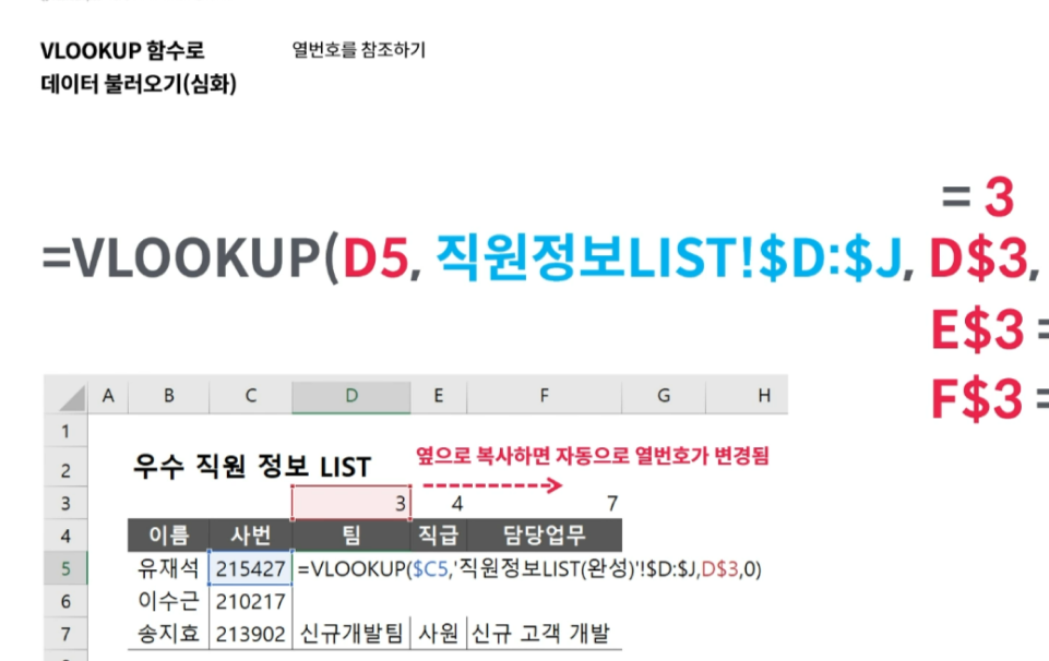 ImageSlide<span style="color: #0E5300; font-weight: bold; ">VLOOKUP 함수로 데이터 불러오기(심화)</span>