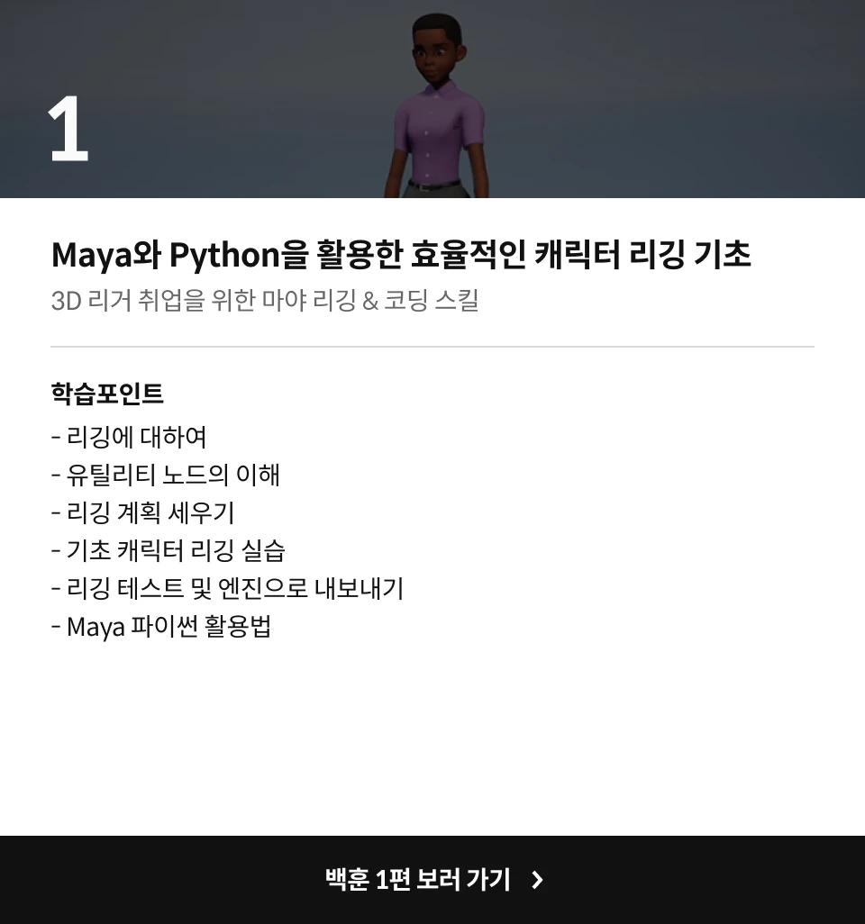 3D 리깅 아티스트 백훈