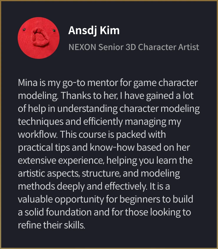 3D Character Artist, Mina Kim