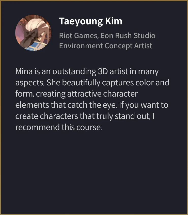 3D Character Artist, Mina Kim