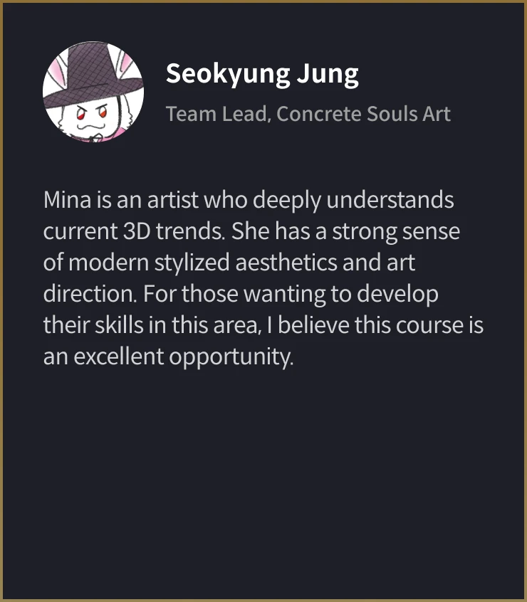 3D Character Artist, Mina Kim