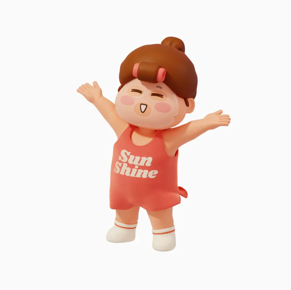 ImageSlide<center> <span style = "font-size:20px; "><b>여자 사람 캐릭터</b> </span><br> (실린더를 사용한 로우폴리 모델링) </center>