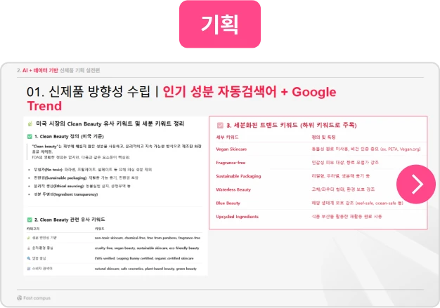 ImageSlide・시장/경쟁 분석 <br>・타겟 페르소나 및 페인포인트 정의 <br>・컨셉 브리프 작성
