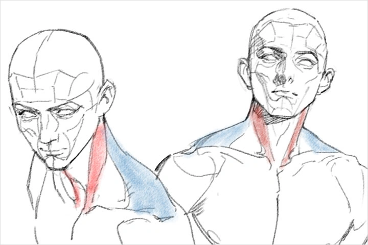 เทคนิคการวาดโครงสร้างศีรษะและลำคอด้วยการทำให้ใบหน้าเป็นรูปทรงเรขาคณิต