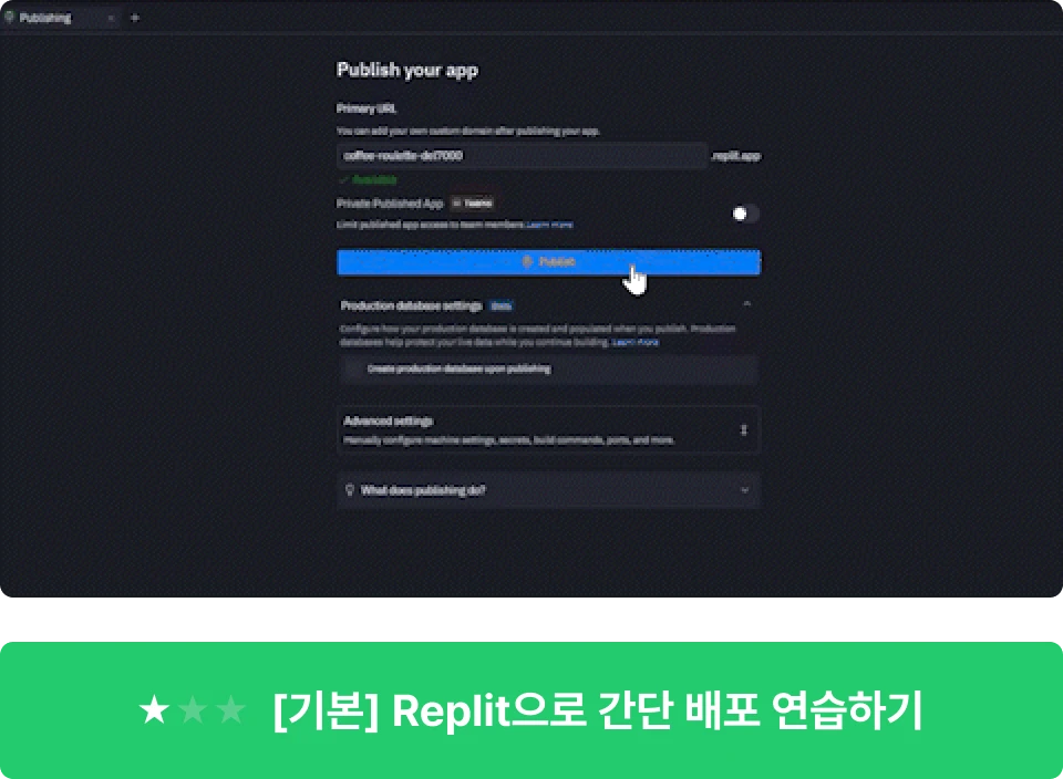 ImageSlide배포 실행을 한눈에 보기 위해 <br>Replit으로 원클릭으로 배포를 실행하고 간단히 기록을 저장합니다.<br> 
