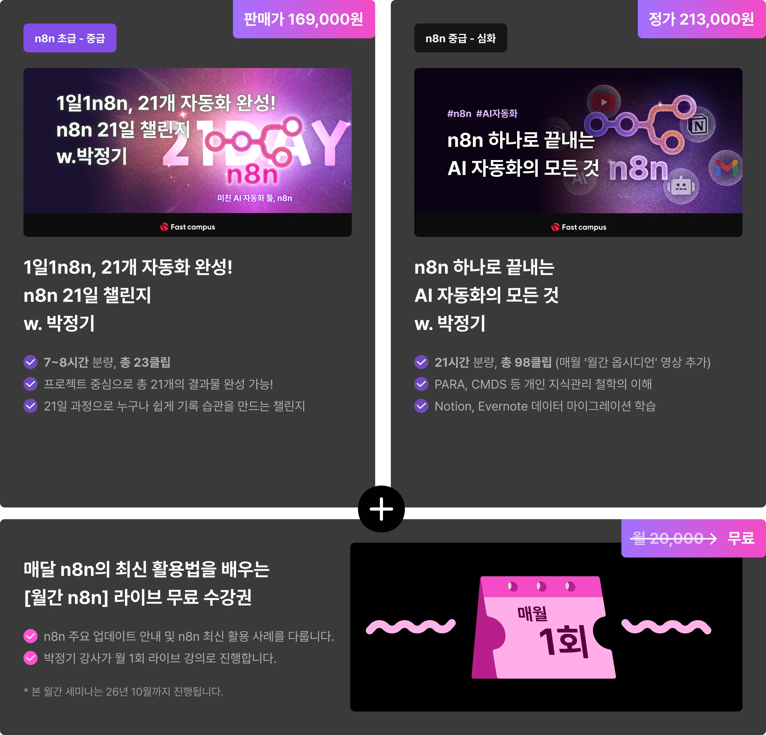 1일1n8n, 21개 자동화 완성! n8n 21일 챌린지 w.박정기 | 패스트캠퍼스