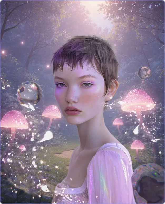 ImageSlide<span style="color:#555;"> <b>STEP 4.</b> Midjourney로 반딧불이 디테일 추가</span>