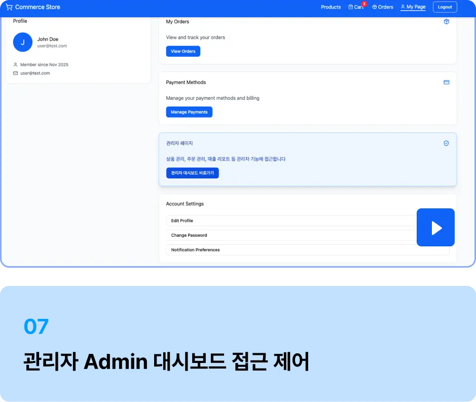 ImageSlide1. NextAuth Role 기반 접근제어(RBAC)<br> 2. 관리자만 /admin URL 접근 가능