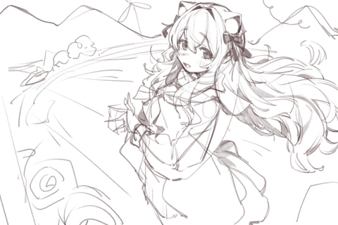 <p>アイデアを一枚絵に落とし込むためのラフ</p>