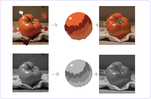 ImageSlide<font color=#111111>색을 덩어리로 연결하며 반무테 질감 만들기</font>