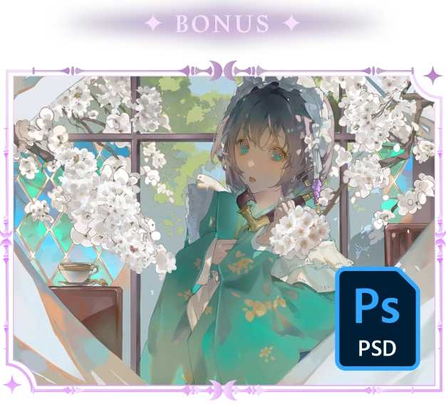 ImageSlide<div style="text-align:center; font-family:'Pretendard Variable'; line-height:1.4;"> <div style="color:#CCCCCC; font-size:14px; font-weight:400;"> 작업 과정을 그대로 분석할 수 있는 </div> <div style="color:#FFFFFF; font-size:16px; font-weight:700; margin-top:2px;"> 시연 일러스트 PSD 3종 원본 </div> </div>