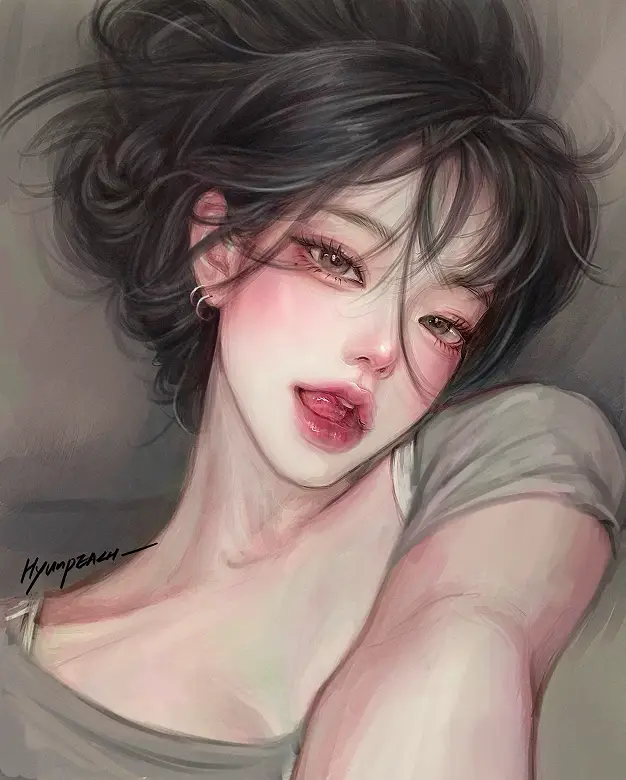 ImageSlide<span style="font-size:16px;"><font color=#B86E9B><b>예제 04. 로우앵글 섹시한 표정 인물화</b></font></span><font style="display: block;margin-top: 5px;"></font> • 로우 앵글에서 섹시한 눈빛 연출법<br> • 입과 혀를 활용한 응용 표정 드로잉 방법