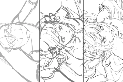 <p><strong>Sketching to Lining Characters</strong></p>