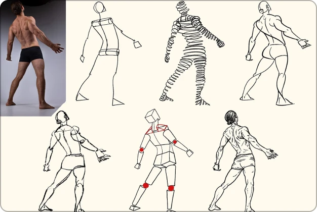 ImageSlide<b> STEP 1. 인체 드로잉의 기본 흐름 잡기<br> (Day 01–07) </b>