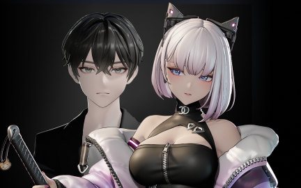 단단한 형태감과 디테일, 서브컬처풍 남녀 캐릭터 모델링