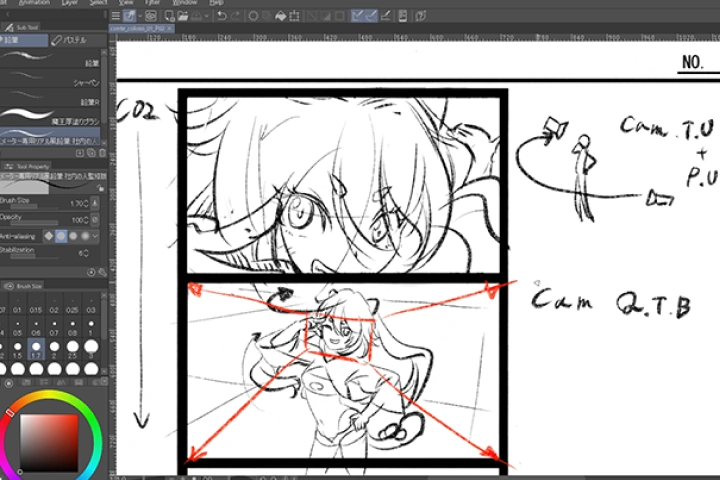 <p><strong>絵コンテから仕上げまで一連の制作工程</strong></p>