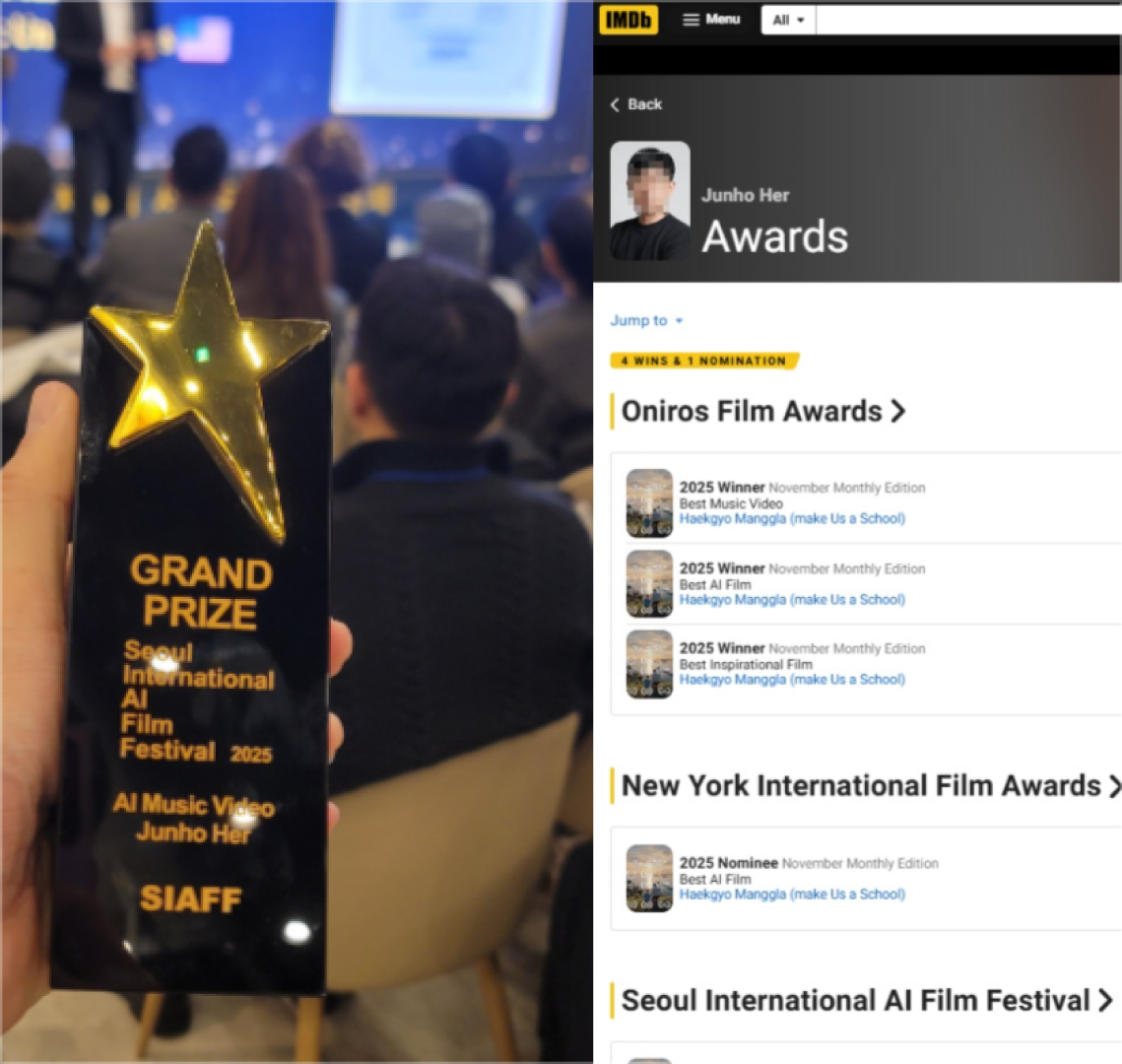 ImageSlide[SIAFF 수상 트로피 및 IMDb 등재]