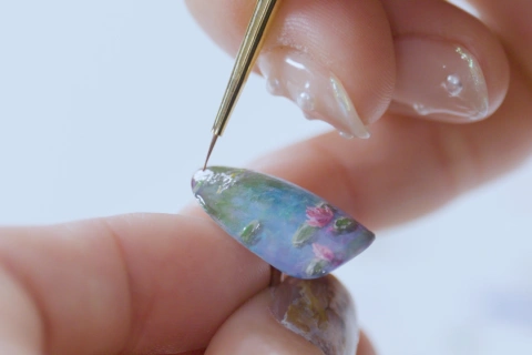 <p>人気の絵画ネイルモチーフ①モネの睡蓮</p>