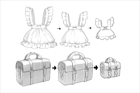 <p><strong>小物と衣装のデフォルメ</strong></p>