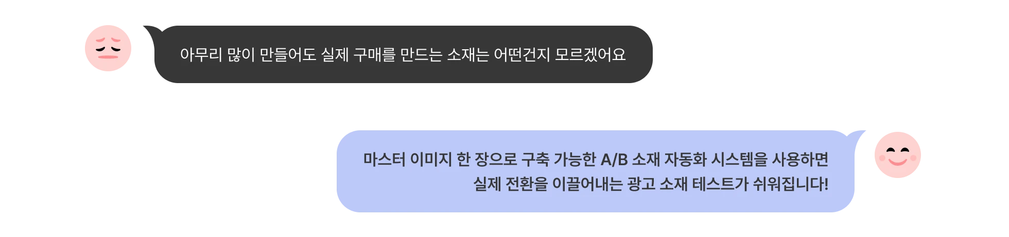 광고 A/B 소재 자동화 시스템으로 실제 전환까지 이끌어내는 광고 소재를 찾을 수 있습니다