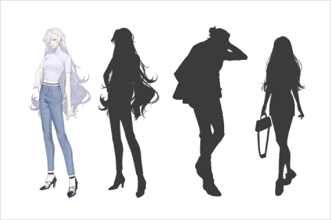 <p>シルエットとポージング </p>