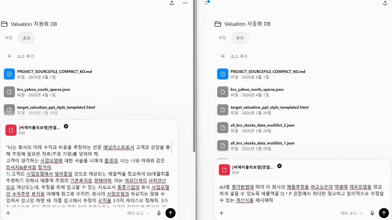 ImageSlide<b>재무모델의 목적 별 주요 프롬프트와 데이터 제공 방식</b>
