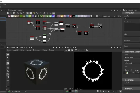 <p><strong>HoudiniやSubstanceDesignerによる素材制作</strong></p>