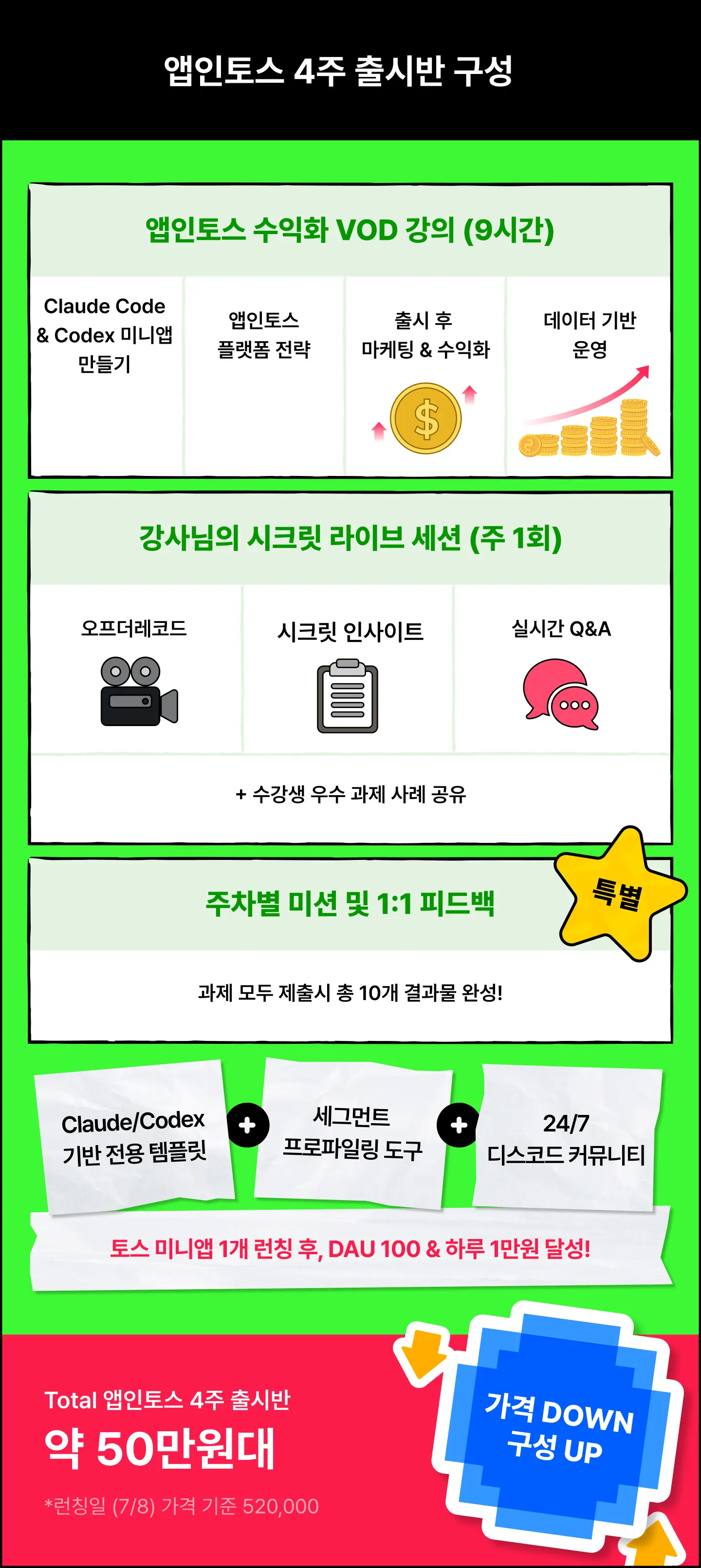 	AI,claude,Claude Code,Codex,skill,skills,개발자,기획,돈 벌기,돈벌기,디스코드,런칭,로빈,마케팅,모각코,미니앱,바이브 코딩,바이브코딩,비개발자,비즈니스,세미나,수익,수익화,스킬,스킬스,스터디,실시간,앱,앱 개발,앱 수익화,앱개발,앱인토스,윤진하,챌린지,출시,코덱스,콘솔,클러드,클로드,클로드 코드,클로드코드,클코,클코덱스,토스,특강