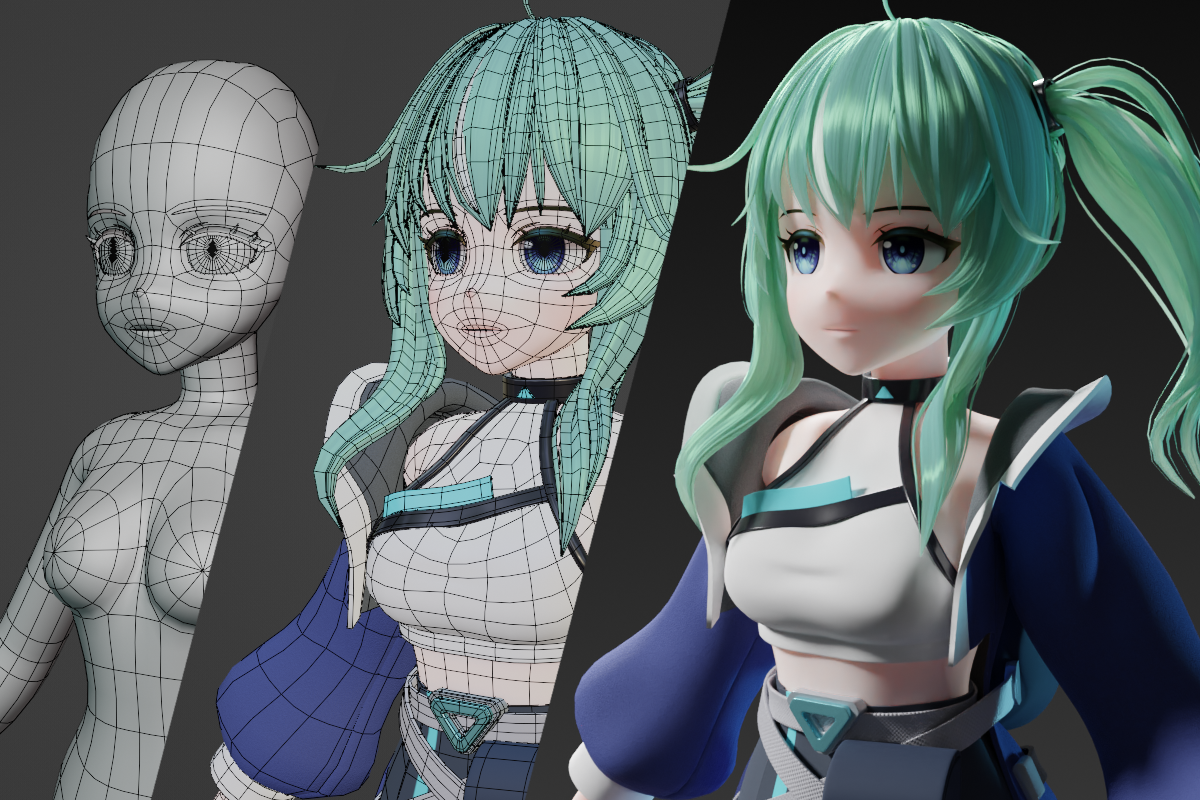 <p><strong>サブカルチャー風キャラクターのモデリング</strong></p>