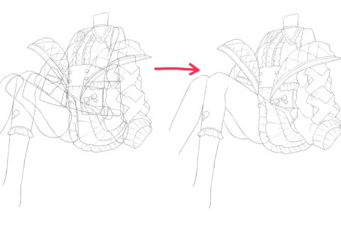 <p>線画・着色と連動した破綻のない効率的パーツ分け</p>
