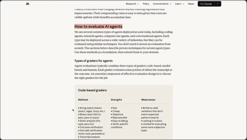 ImageSlide<b> <span style = "font-size:16px; "> Eval로 에이전트 업무 평가 기준 만들기 </span></b><br> 토큰 소모량을 측정하기 앞서, 에이전트 업무 결과물의 평가 기준을 확립합니다. 실제 Antrhopic에서 제시한 사례들을 기반으로 평가시 주의해야 할 점과 오해하기 쉬운 지점들을 하나씩 짚어봅니다.