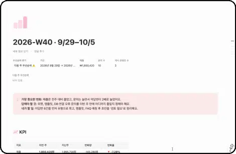 ImageSlide<b>주간 보고서에 광고·영업 현황 더하고 <br> 다음 주 우선순위 받기</b>
