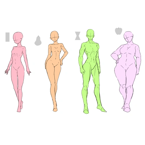 <p><strong>Diferentes tipos de cuerpo al estilo anime</strong></p>
